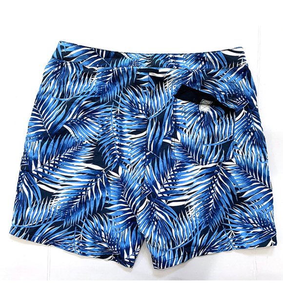 😊 EXPRESS MEN BLUE PALM TREE BORAD SHORT  L NWT - Picture 2 of 9